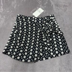 Zara Black White embroidery Mini knotted Skirt shorts skort women’s XS NWT